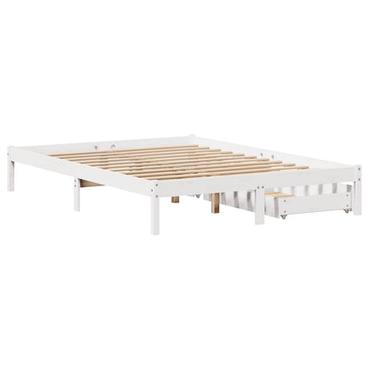 Letto senza Materasso Bianco 140x190 cm Legno Massello di Pino - homemem39