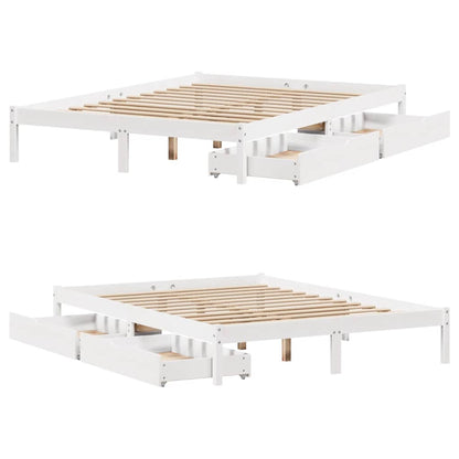 Letto senza Materasso Bianco 140x190 cm Legno Massello di Pino - homemem39