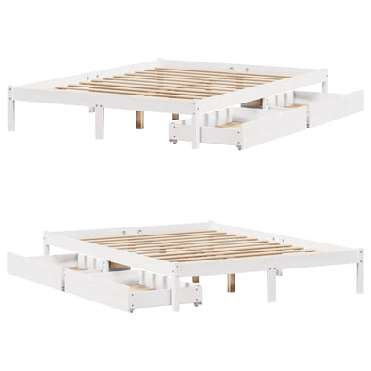 Letto senza Materasso Bianco 140x200 cm Legno Massello di Pino