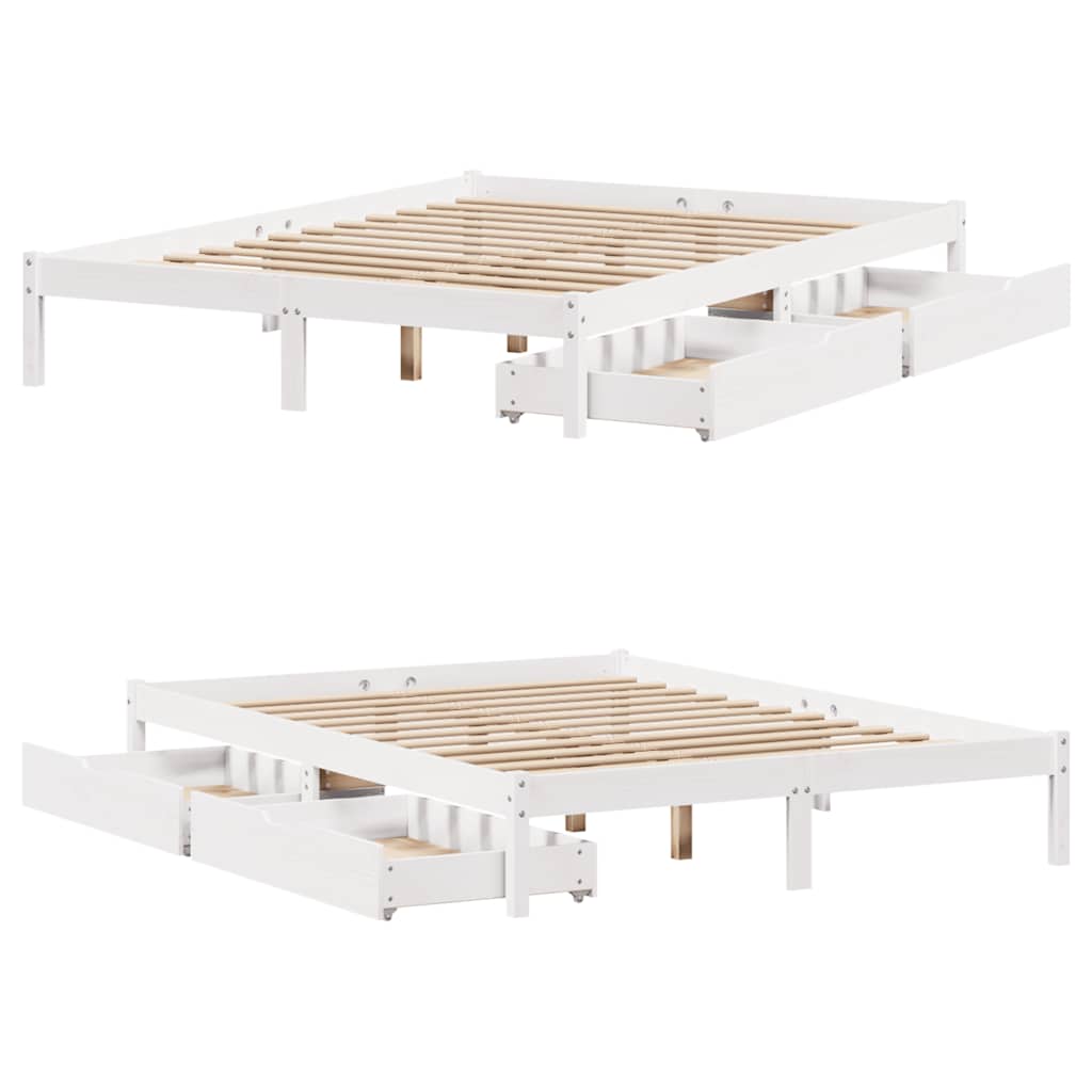 Letto senza Materasso Bianco 150x200 cm Legno Massello di Pino - homemem39