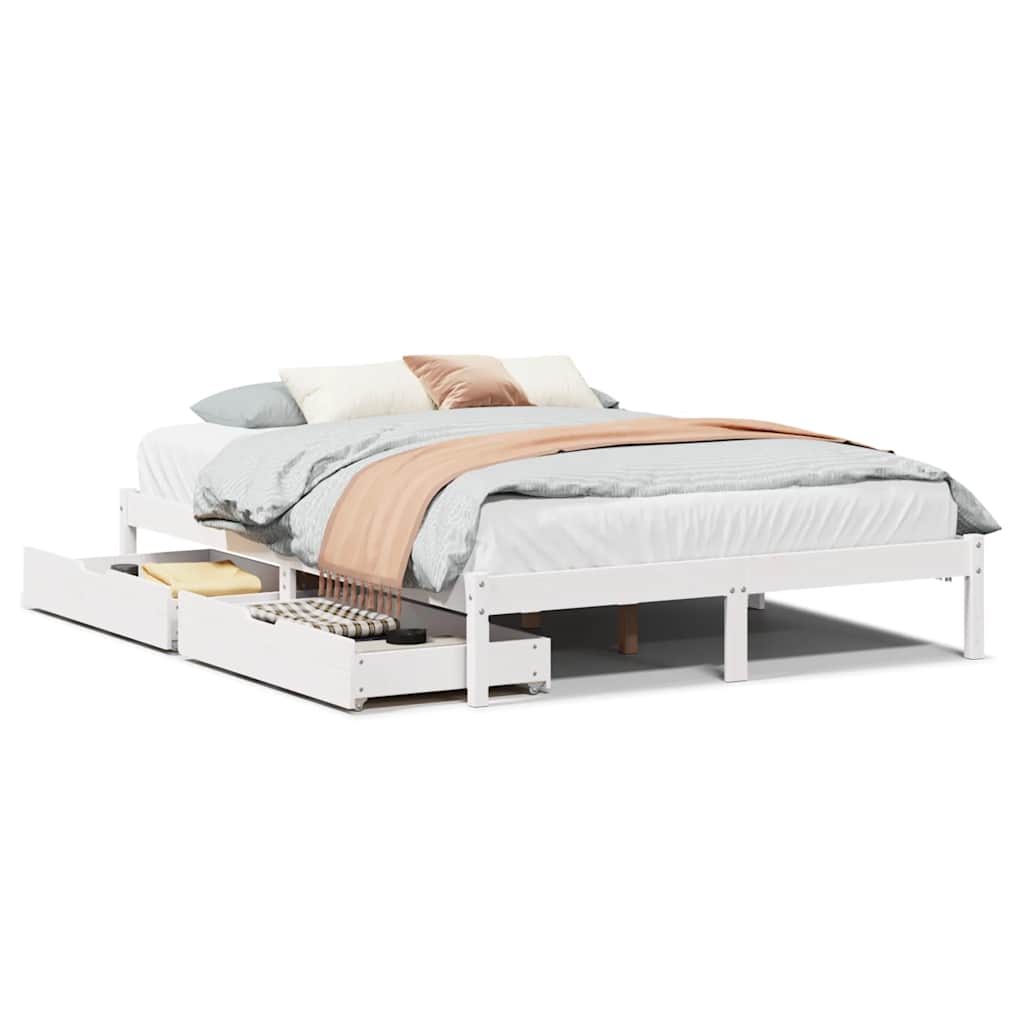 Letto senza Materasso Bianco 160x200 cm Legno Massello di Pino | homemem39