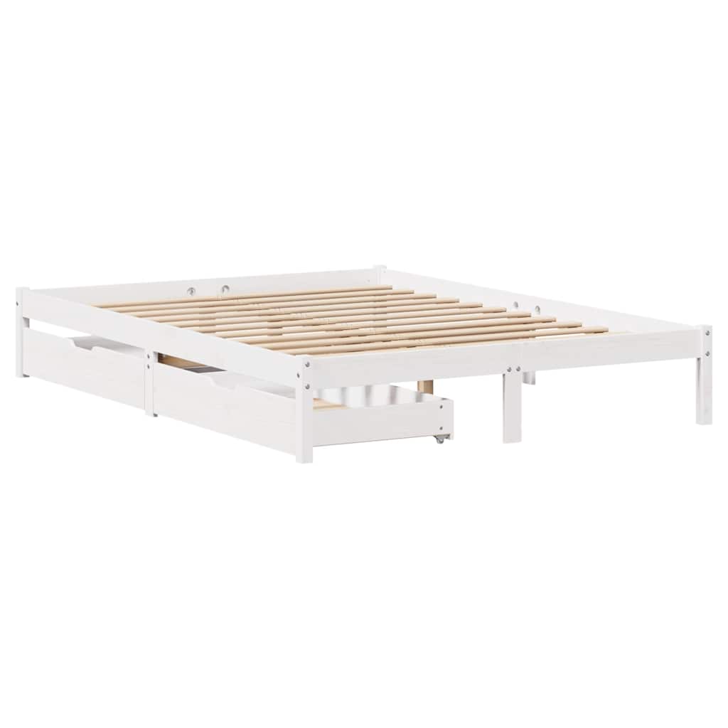 Letto senza Materasso Bianco 160x200 cm Legno Massello di Pino | homemem39