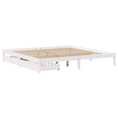 Giroletto senza Materasso Bianco 200x200 cm Legno Massello Pino | homemem39