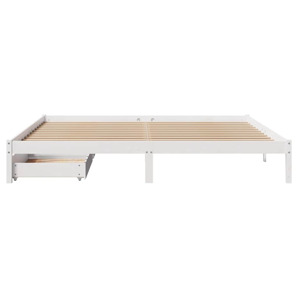 Giroletto senza Materasso Bianco 200x200 cm Legno Massello Pino | homemem39