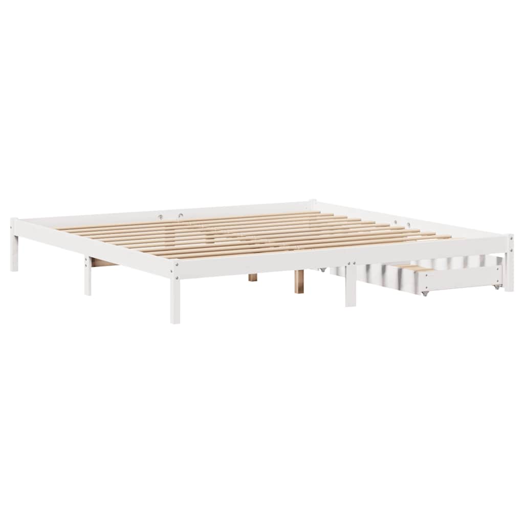 Giroletto senza Materasso Bianco 200x200 cm Legno Massello Pino | homemem39