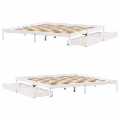 Giroletto senza Materasso Bianco 200x200 cm Legno Massello Pino | homemem39