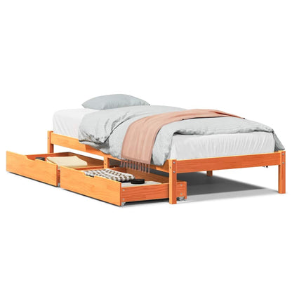 Letto senza Materasso Marrone Cera 75x190 cm in Legno di Pino | homemem39