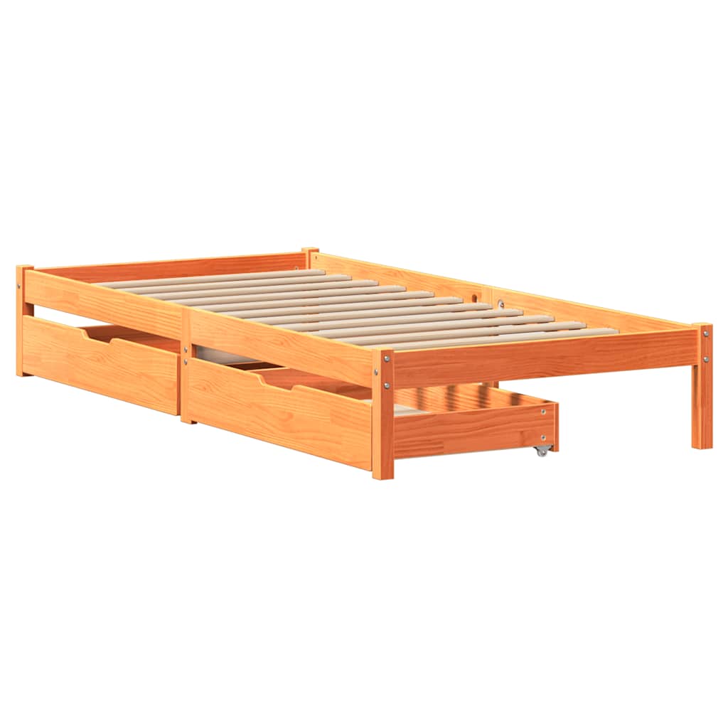 Letto senza Materasso Marrone Cera 75x190 cm in Legno di Pino | homemem39