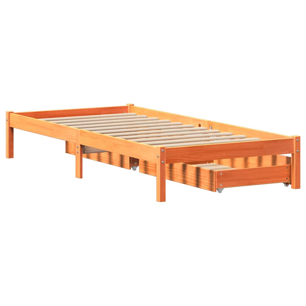 Letto senza Materasso Marrone Cera 75x190 cm in Legno di Pino | homemem39