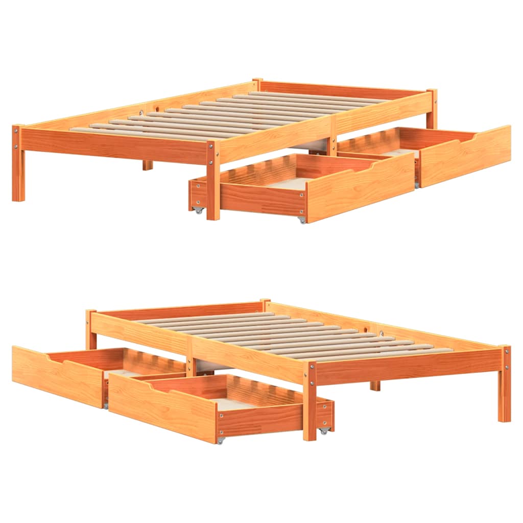 Letto senza Materasso Marrone Cera 75x190 cm in Legno di Pino | homemem39