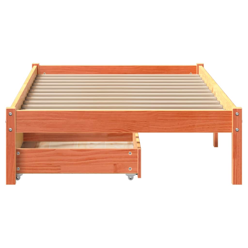 Letto senza Materasso Marrone Cera 90x190 cm in Legno di Pino | homemem39