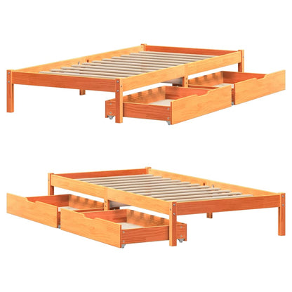 Letto senza Materasso Marrone Cera 90x190 cm in Legno di Pino | homemem39