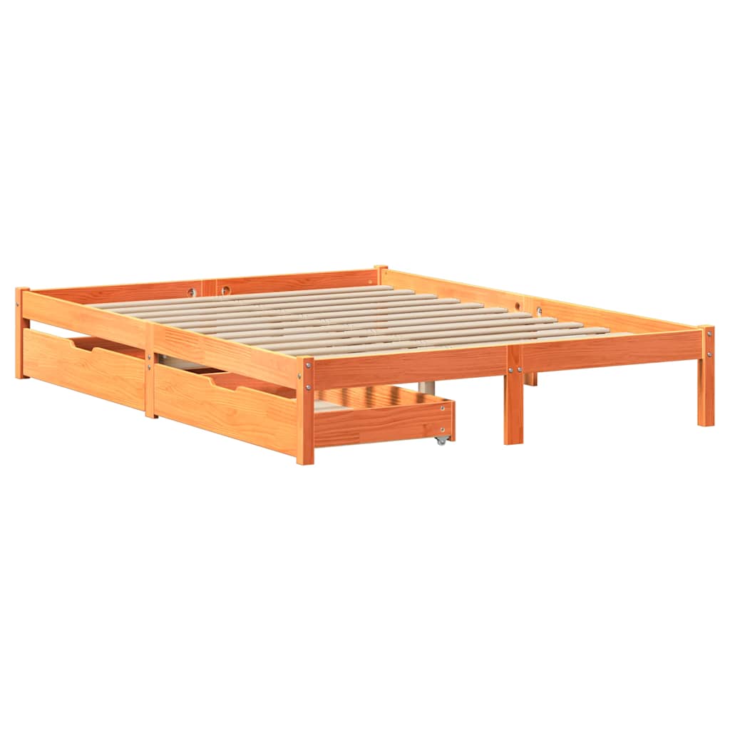 Letto senza Materasso Marrone Cera 120x190 cm in Legno di Pino | homemem39