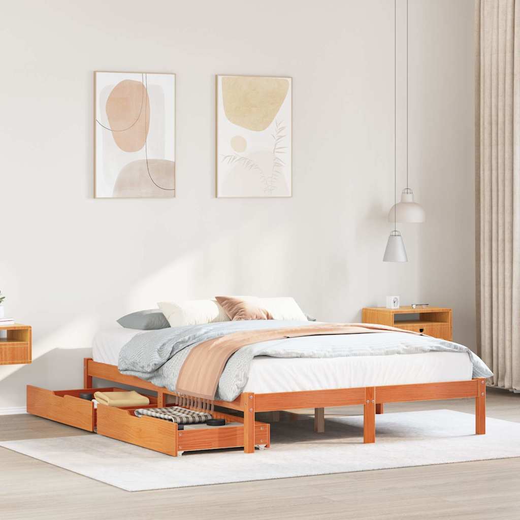 Letto senza Materasso Marrone Cera 120x190 cm in Legno di Pino | homemem39