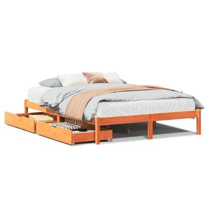 Letto senza Materasso Marrone Cera 135x190 cm in Legno di Pino | homemem39
