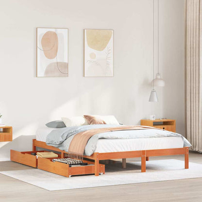Letto senza Materasso Marrone Cera 140x190 cm in Legno di Pino | homemem39