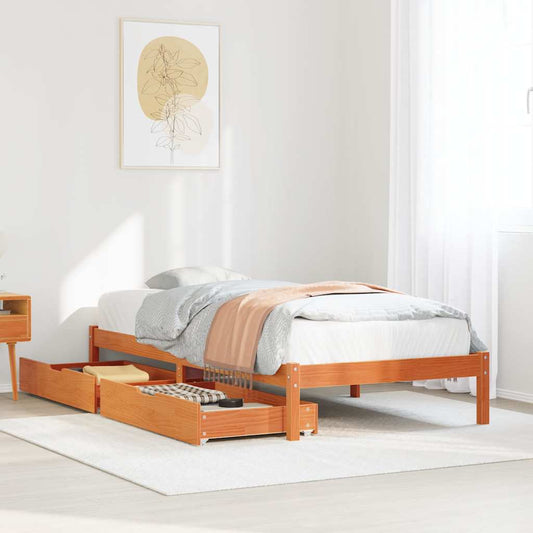 Letto senza Materasso Marrone Cera 90x200 cm Legno di Pino