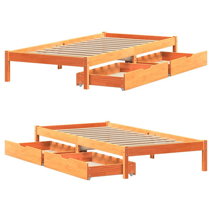 Letto senza Materasso Marrone Cera 100x200 cm in Legno di Pino