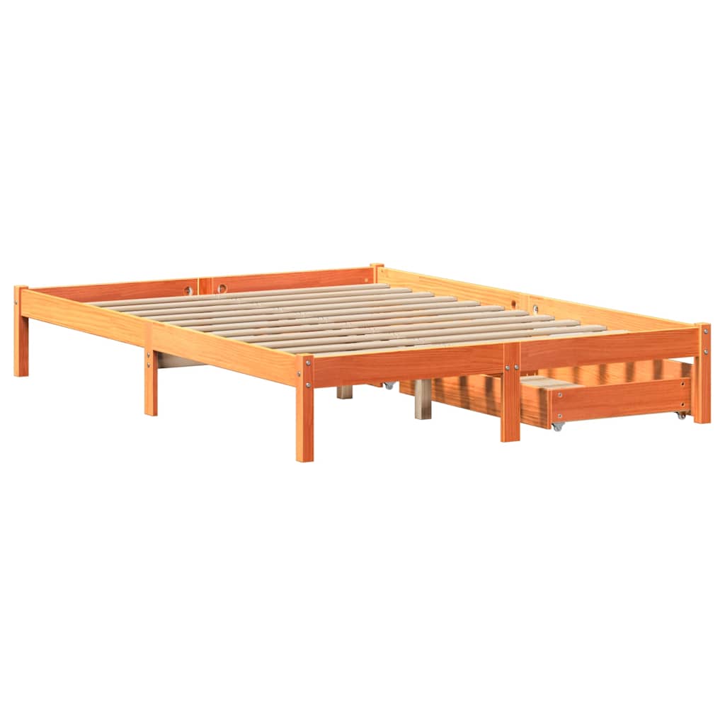 Letto senza Materasso Marrone Cera 150x200 cm in Legno di Pino