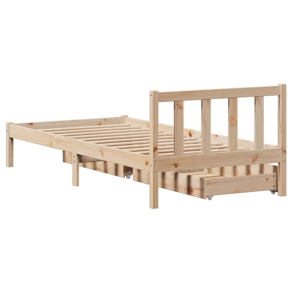Letto senza Materasso 90x190 cm in Legno Massello di Pino