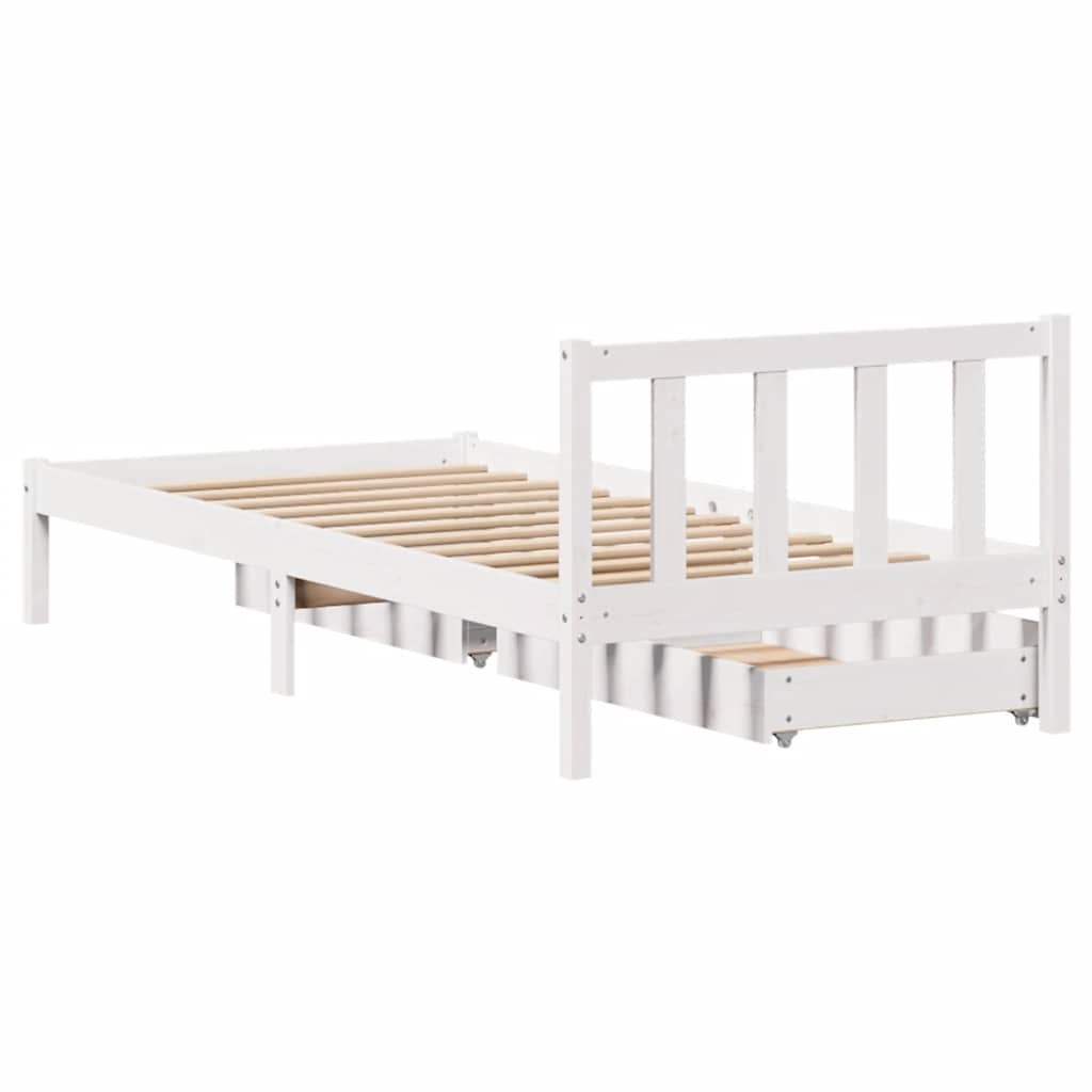 Letto senza Materasso Bianco 90x190 cm in Legno Massello Pino - homemem39