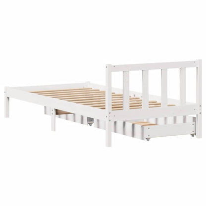 Letto senza Materasso Bianco 90x190 cm in Legno Massello Pino - homemem39