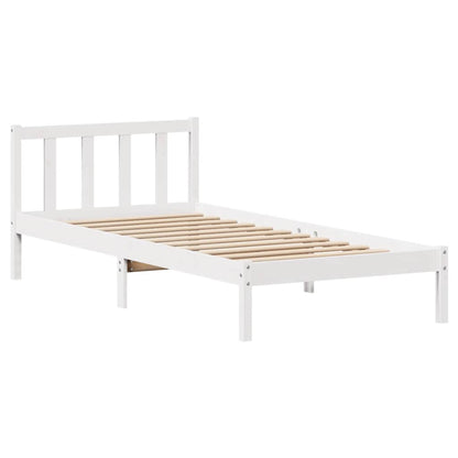Letto senza Materasso Bianco 90x190 cm in Legno Massello Pino - homemem39