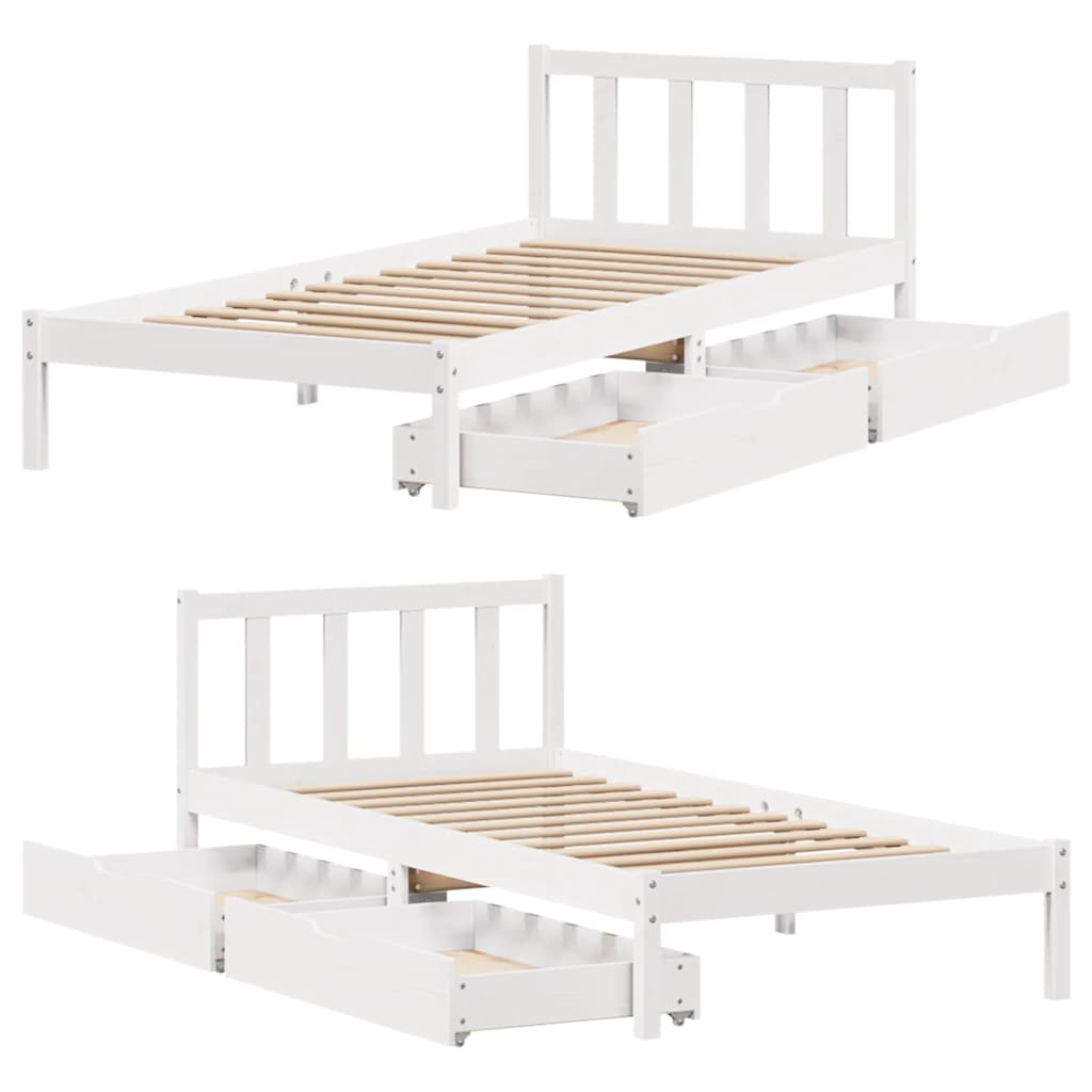Letto senza Materasso Bianco 90x190 cm in Legno Massello Pino - homemem39