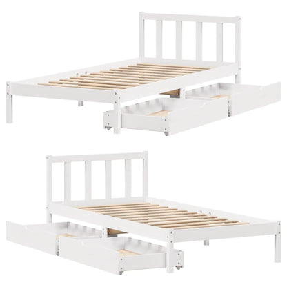 Letto senza Materasso Bianco 90x190 cm in Legno Massello Pino - homemem39