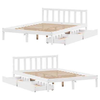 Letto senza Materasso Bianco 120x190 cm Legno Massello di Pino - homemem39