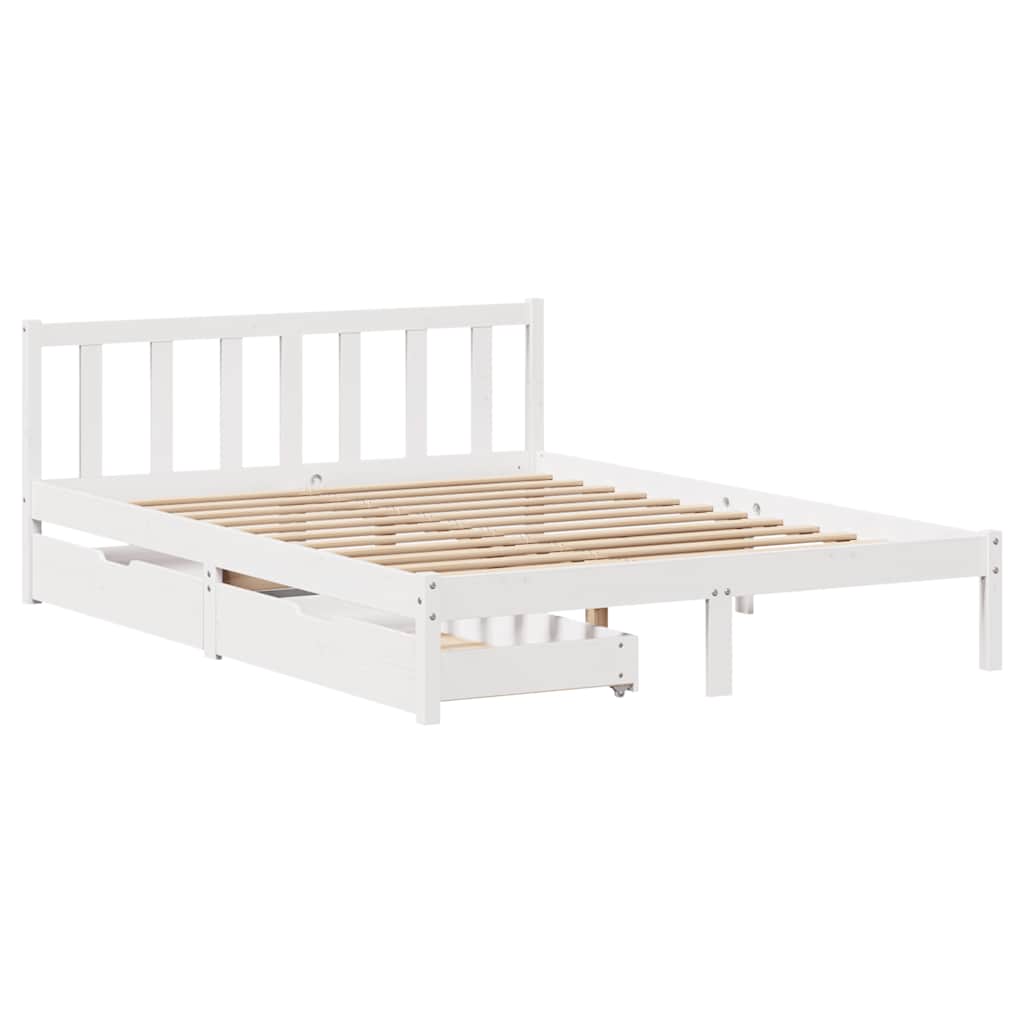 Letto senza Materasso Bianco 135x190 cm Legno Massello di Pino - homemem39