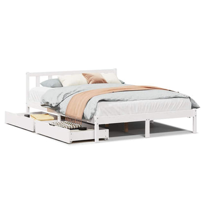 Letto senza Materasso Bianco 140x200 cm Legno Massello di Pino - homemem39