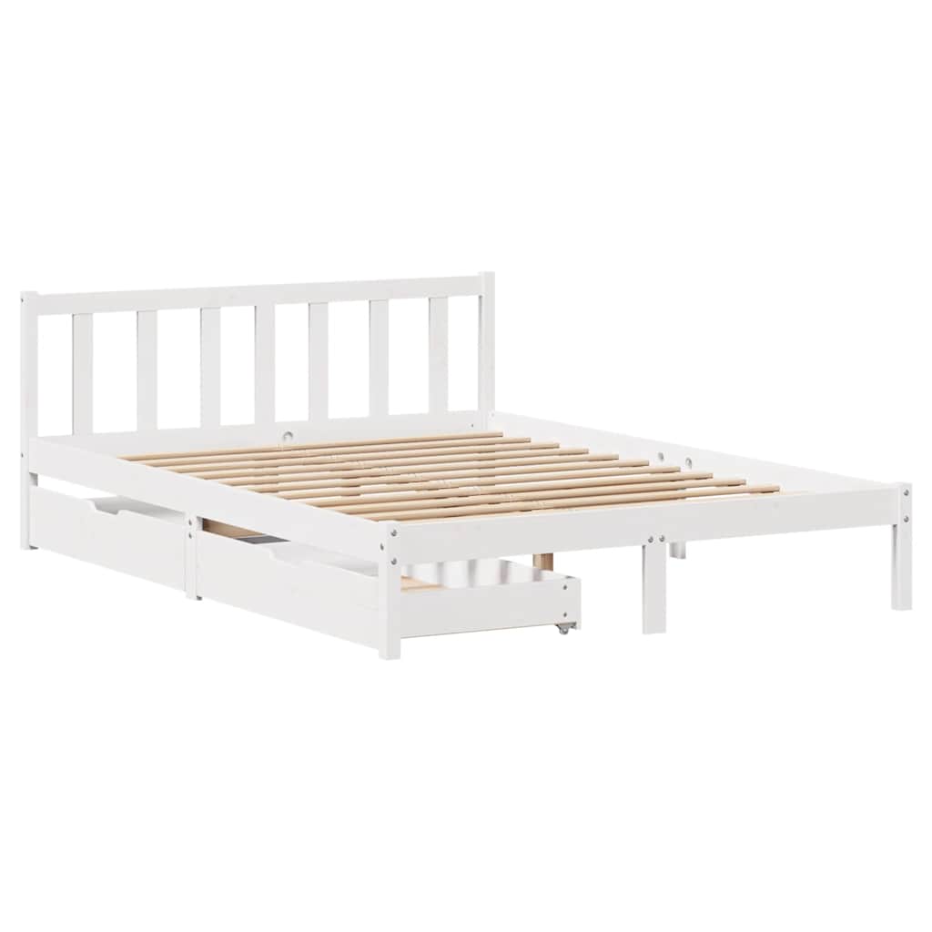 Letto senza Materasso Bianco 140x200 cm Legno Massello di Pino - homemem39