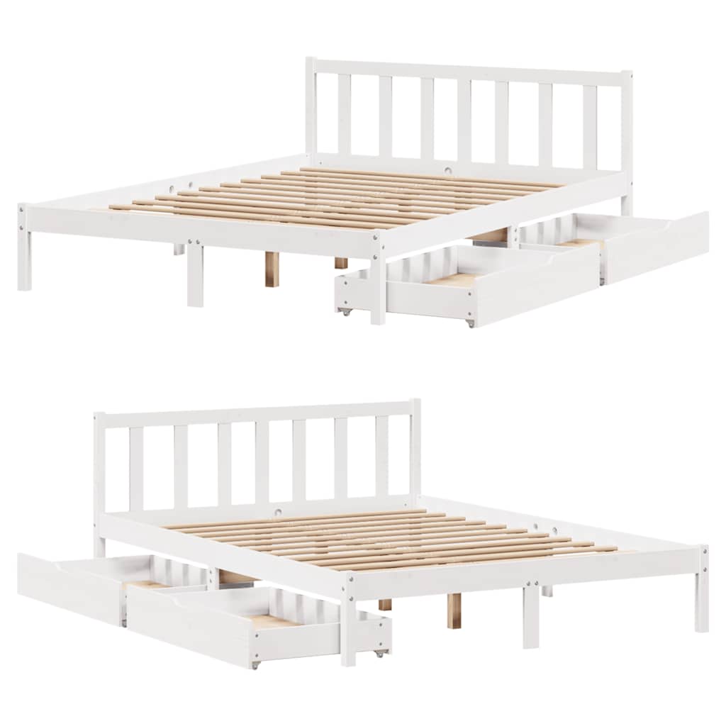 Letto senza Materasso Bianco 140x200 cm Legno Massello di Pino - homemem39