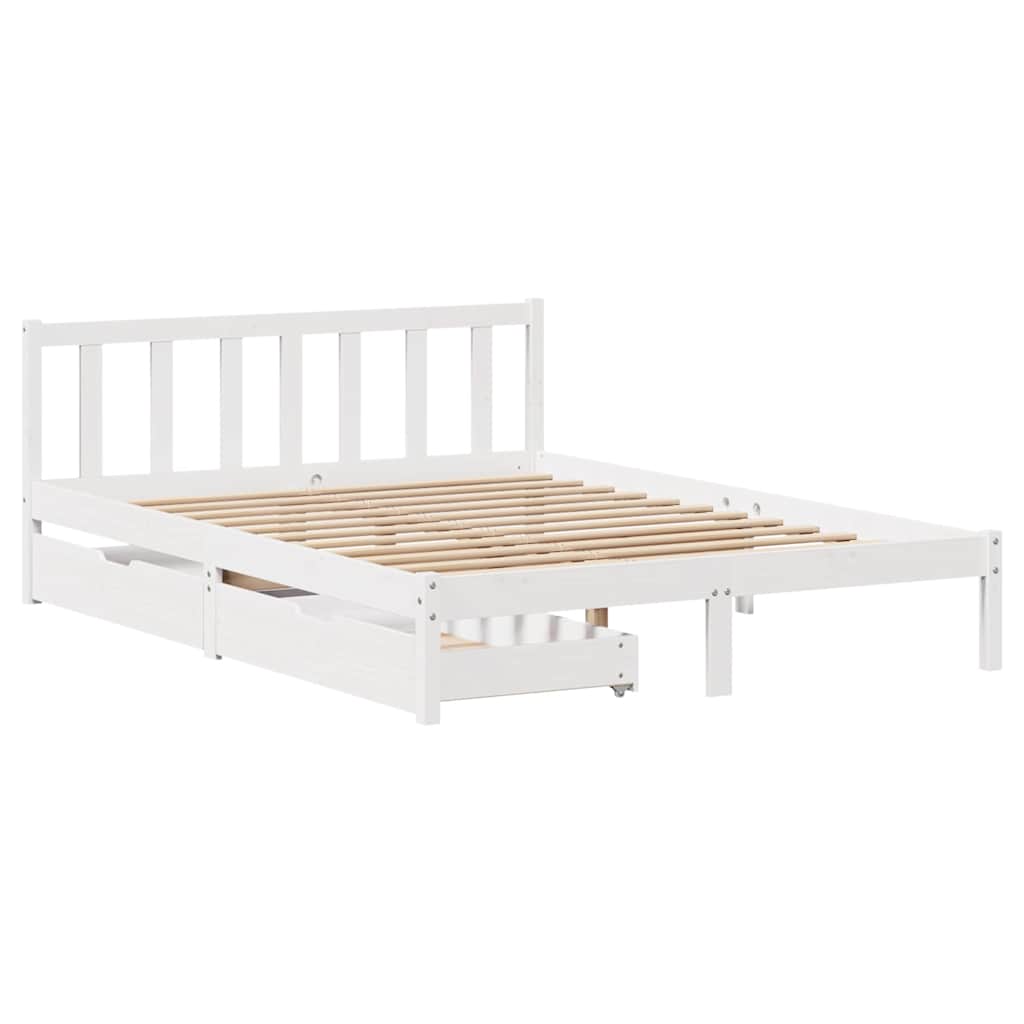Letto senza Materasso Bianco 150x200 cm Legno Massello di Pino - homemem39