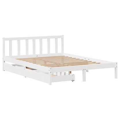 Letto senza Materasso Bianco 150x200 cm Legno Massello di Pino - homemem39