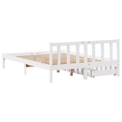 Letto senza Materasso Bianco 150x200 cm Legno Massello di Pino - homemem39