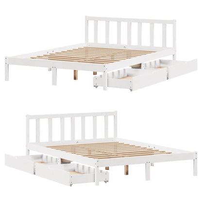 Letto senza Materasso Bianco 150x200 cm Legno Massello di Pino - homemem39
