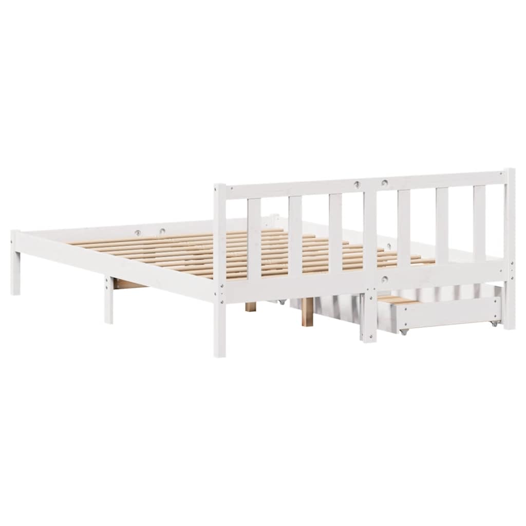 Letto senza Materasso Bianco 160x200 cm Legno Massello di Pino - homemem39