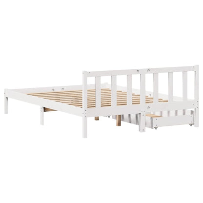 Letto senza Materasso Bianco 160x200 cm Legno Massello di Pino - homemem39