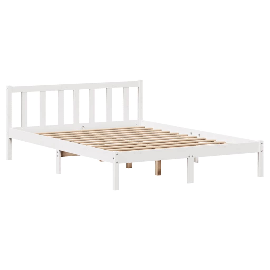 Letto senza Materasso Bianco 160x200 cm Legno Massello di Pino - homemem39