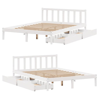 Letto senza Materasso Bianco 160x200 cm Legno Massello di Pino - homemem39