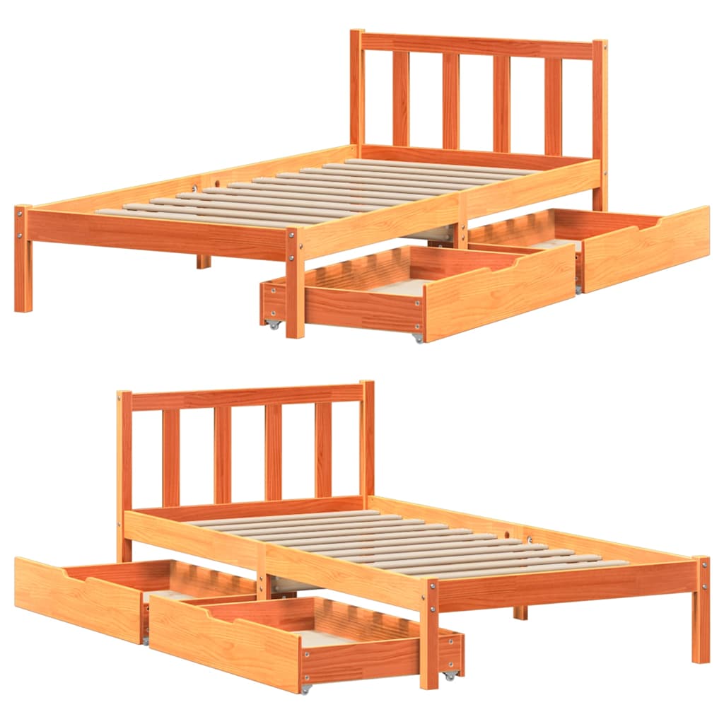 Letto senza Materasso Marrone Cera 90x200 cm Legno di Pino