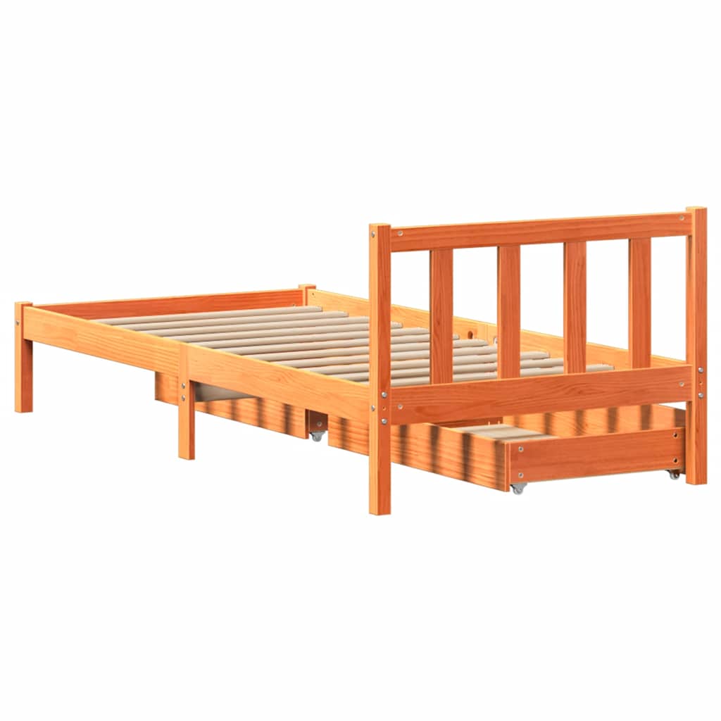 Letto senza Materasso Marrone Cera 100x200 cm in Legno di Pino