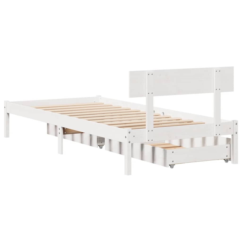 Letto senza Materasso Bianco 75x190 in Legno Massello di Pino | homemem39