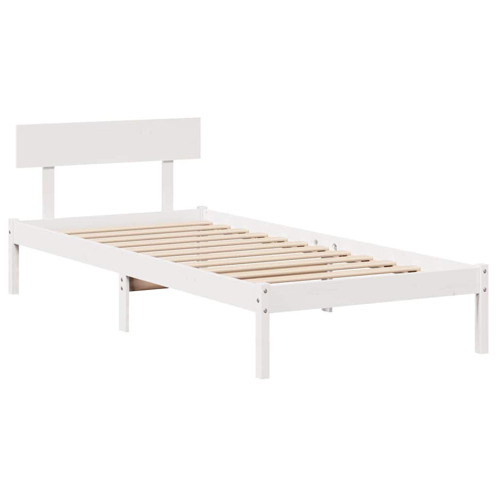 Letto senza Materasso Bianco 90x190 cm in Legno Massello Pino | homemem39