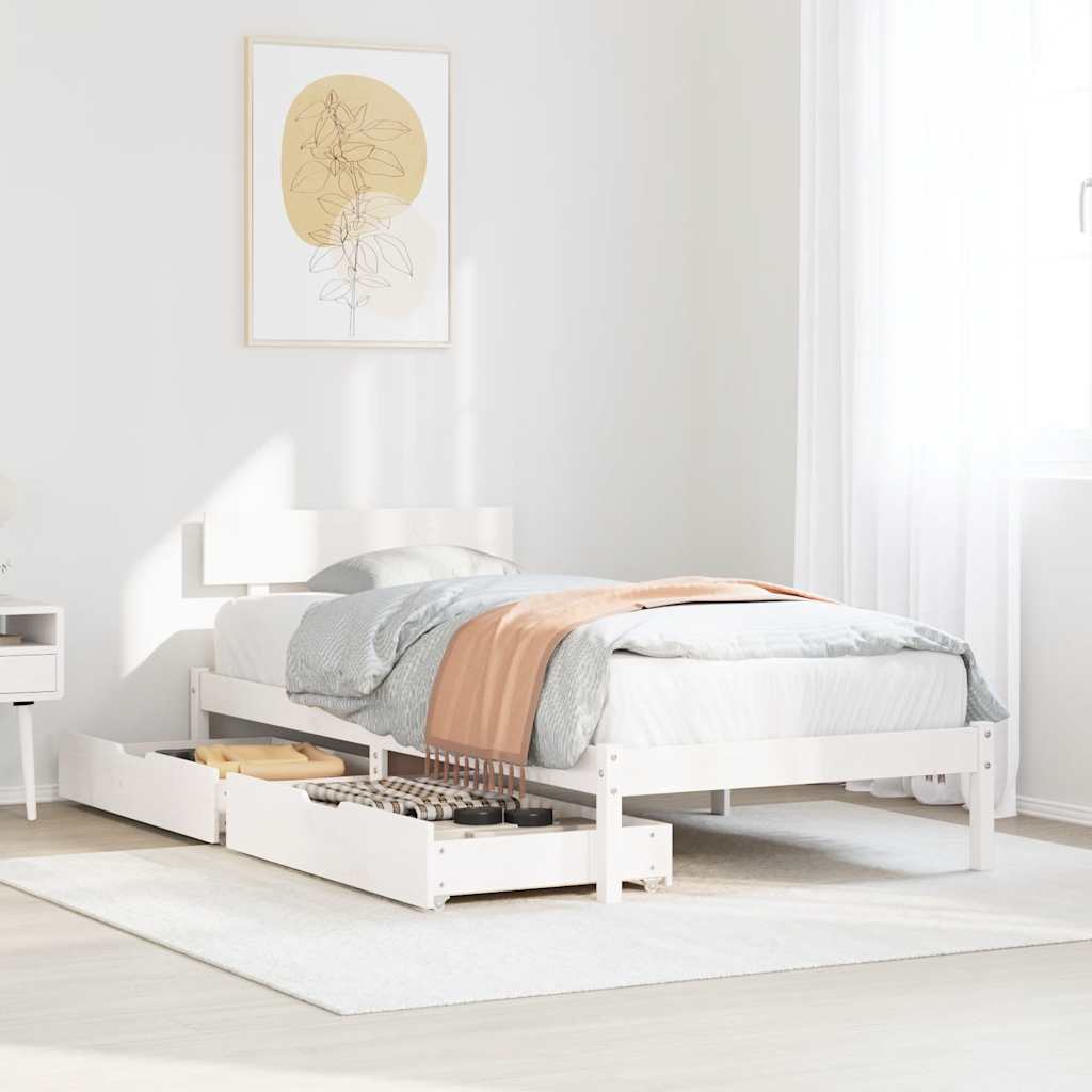 Letto senza Materasso Bianco 90x190 cm in Legno Massello Pino | homemem39