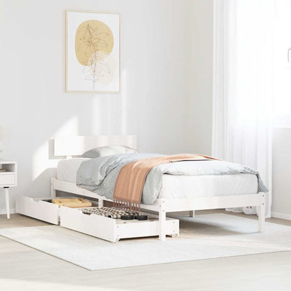 Letto senza Materasso Bianco 90x190 cm in Legno Massello Pino | homemem39