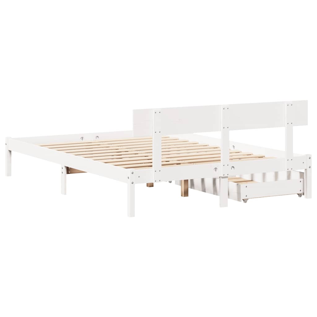 Letto senza Materasso Bianco 135x190 cm Legno Massello di Pino | homemem39