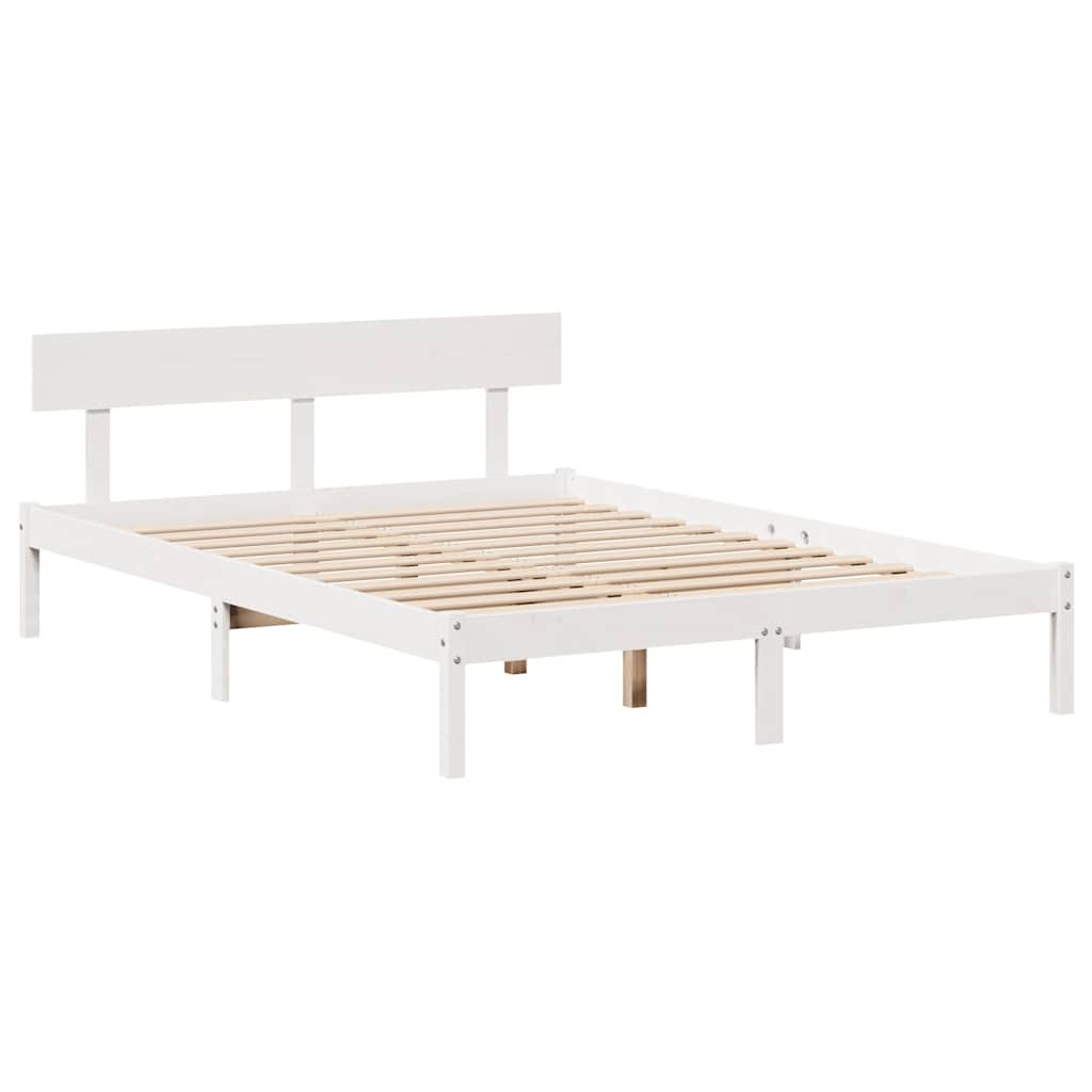 Letto senza Materasso Bianco 140x190 cm Legno Massello di Pino